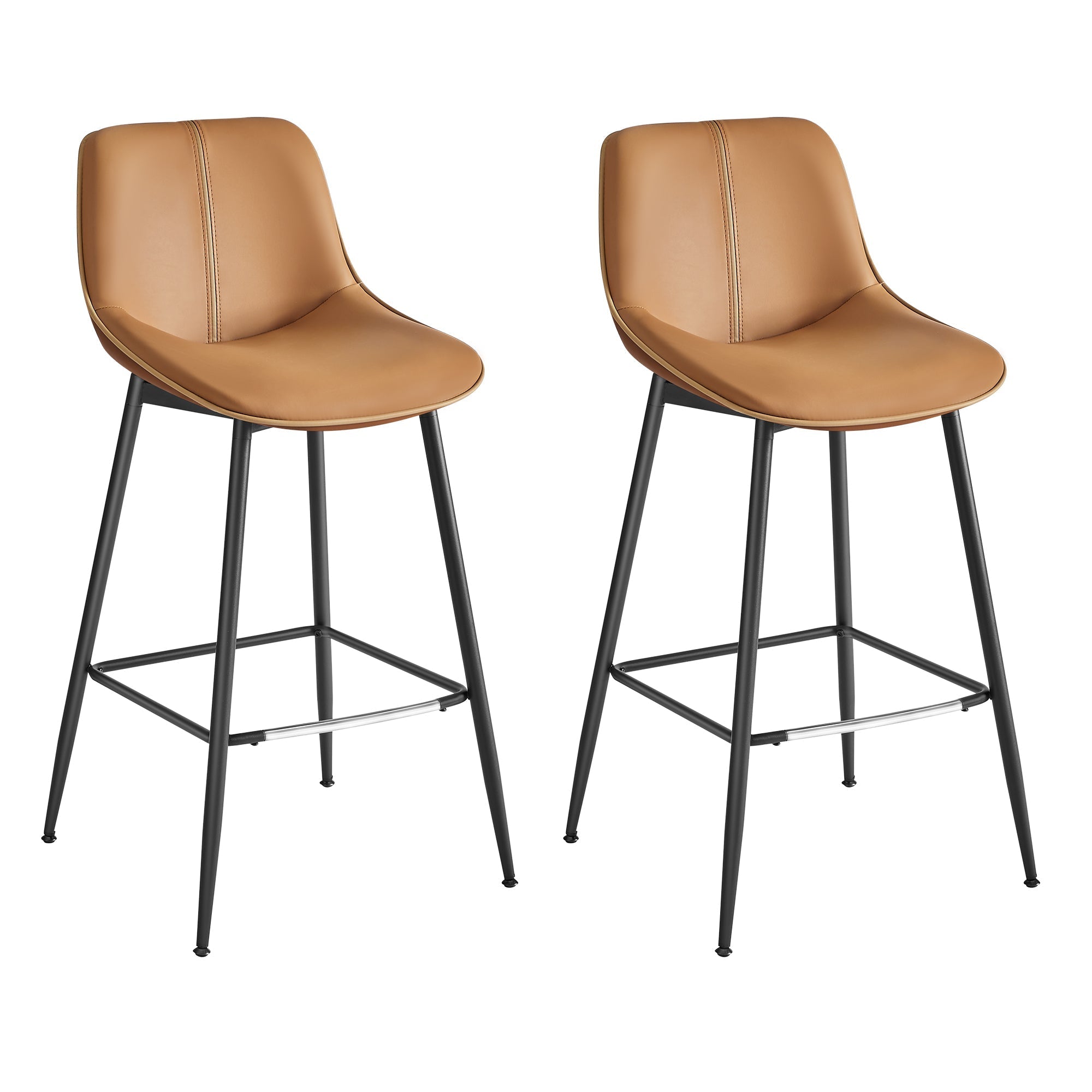 Set od 2 barske stolice s ergonomskim naslonom , visina sjedala 73 cm, smeđe | VASAGLE-vitahome.hr