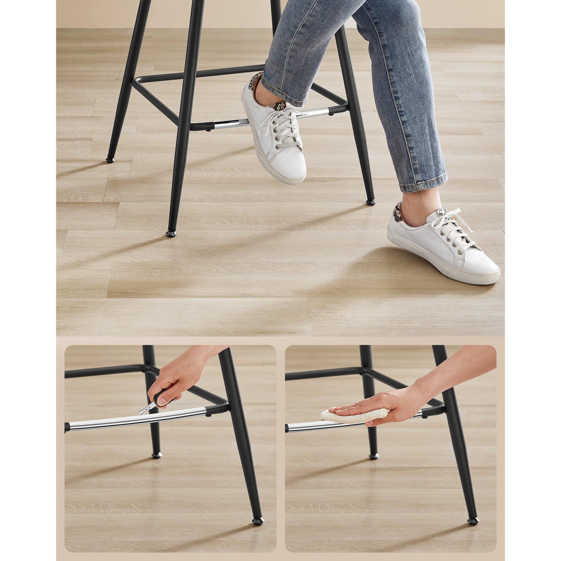 Set od 2 barske stolice s ergonomskim naslonom za leđa, visne 62 cm, smeđe | VASAGLE-vitahome.hr