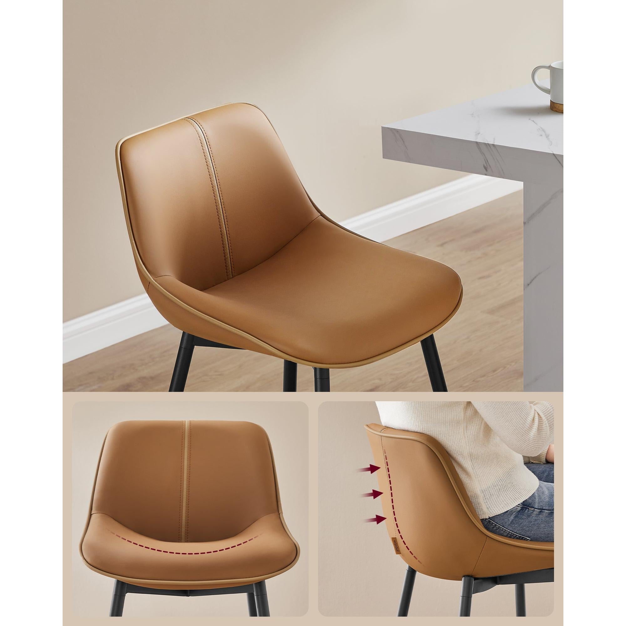 Set od 2 barske stolice s ergonomskim naslonom za leđa, visne 62 cm, smeđe | VASAGLE-vitahome.hr