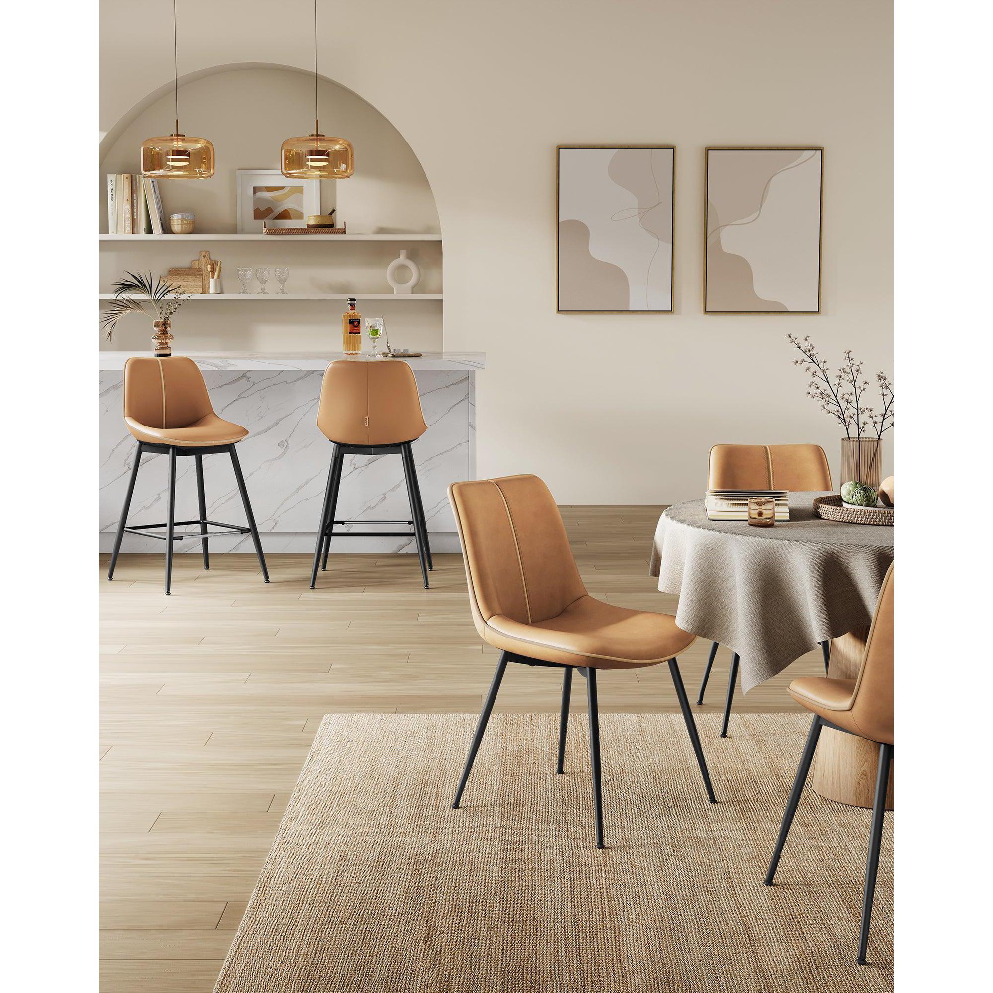 Set od 2 barske stolice s ergonomskim naslonom za leđa, visne 62 cm, smeđe | VASAGLE-vitahome.hr