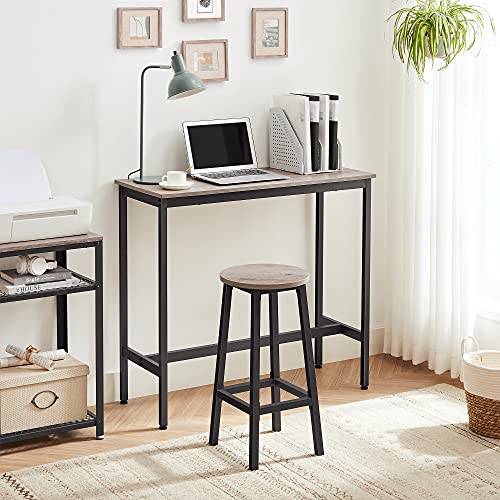 Set od 2 barske stolice s metalnim okvirom, visine 65 cm, sive i crne boje | VASAGLE-vitahome.hr