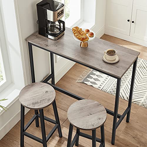 Set od 2 barske stolice s metalnim okvirom, visine 65 cm, sive i crne boje | VASAGLE-vitahome.hr