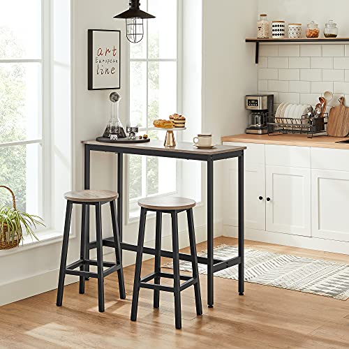 Set od 2 barske stolice s metalnim okvirom, visine 65 cm, sive i crne boje | VASAGLE-vitahome.hr