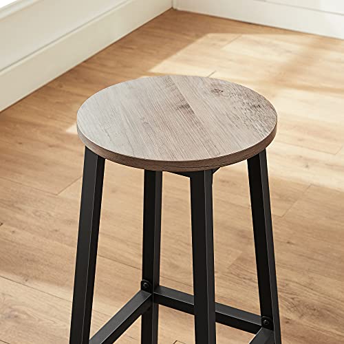 Set od 2 barske stolice s metalnim okvirom, visine 65 cm, sive i crne boje | VASAGLE-vitahome.hr