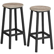 Set od 2 barske stolice s metalnim okvirom, visine 65 cm, sive i crne boje | VASAGLE-vitahome.hr