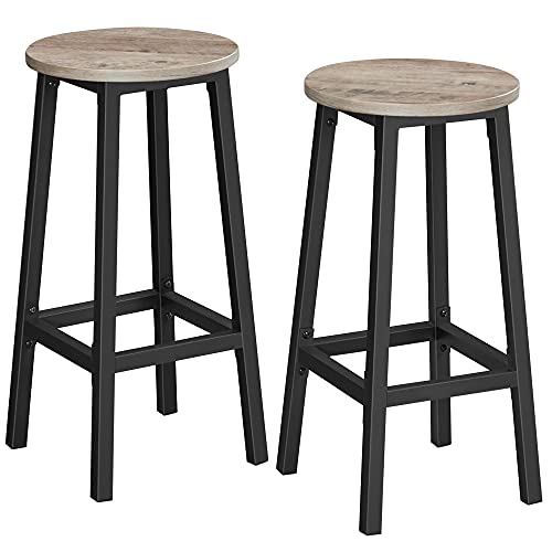 Set od 2 barske stolice s metalnim okvirom, visine 65 cm, sive i crne boje | VASAGLE-vitahome.hr