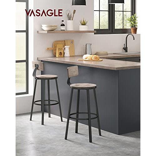 Set od 2 barske stolice s naslonima, visine 73 cm, smeđe i crne boje | VASAGLE-vitahome.hr