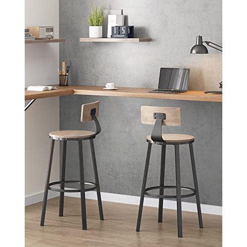 Set od 2 barske stolice s naslonima, visine 73 cm, smeđe i crne boje | VASAGLE-vitahome.hr