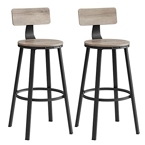 Set od 2 barske stolice s naslonima, visine 73 cm, smeđe i crne boje | VASAGLE-vitahome.hr