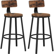 Set od 2 barske stolice s naslonom, 73,2 cm, rustikalno smeđe i crne boje | VASAGLE-vitahome.hr