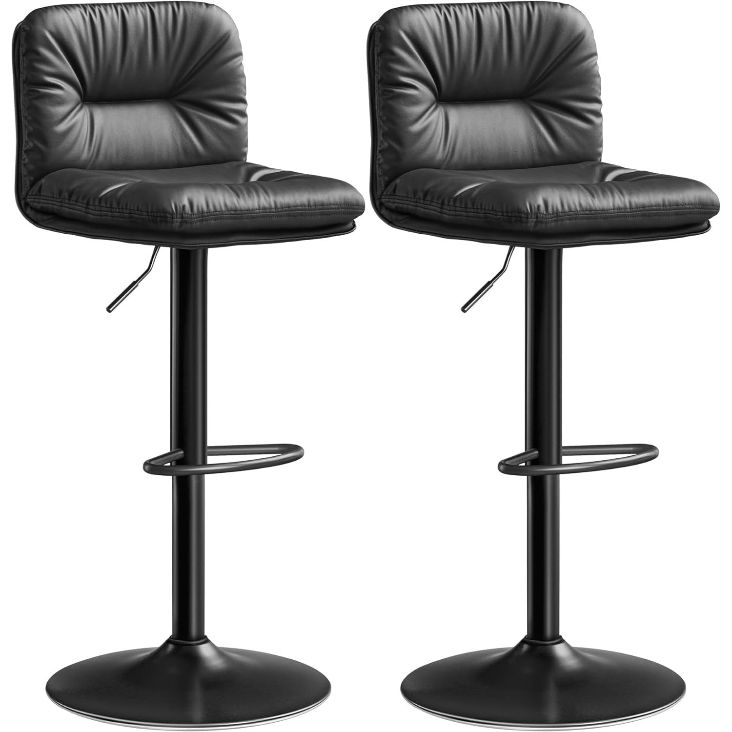 Set od 2 barske stolice s naslonom, podesive visine, 47 x 41 x (89–110) cm, crne | VASAGLE-vitahome.hr
