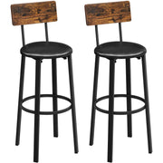 Set od 2 barske stolice s naslonom za noge, 39 x 100 x 39 cm, smeđa i crna | VASAGLE-vitahome.hr
