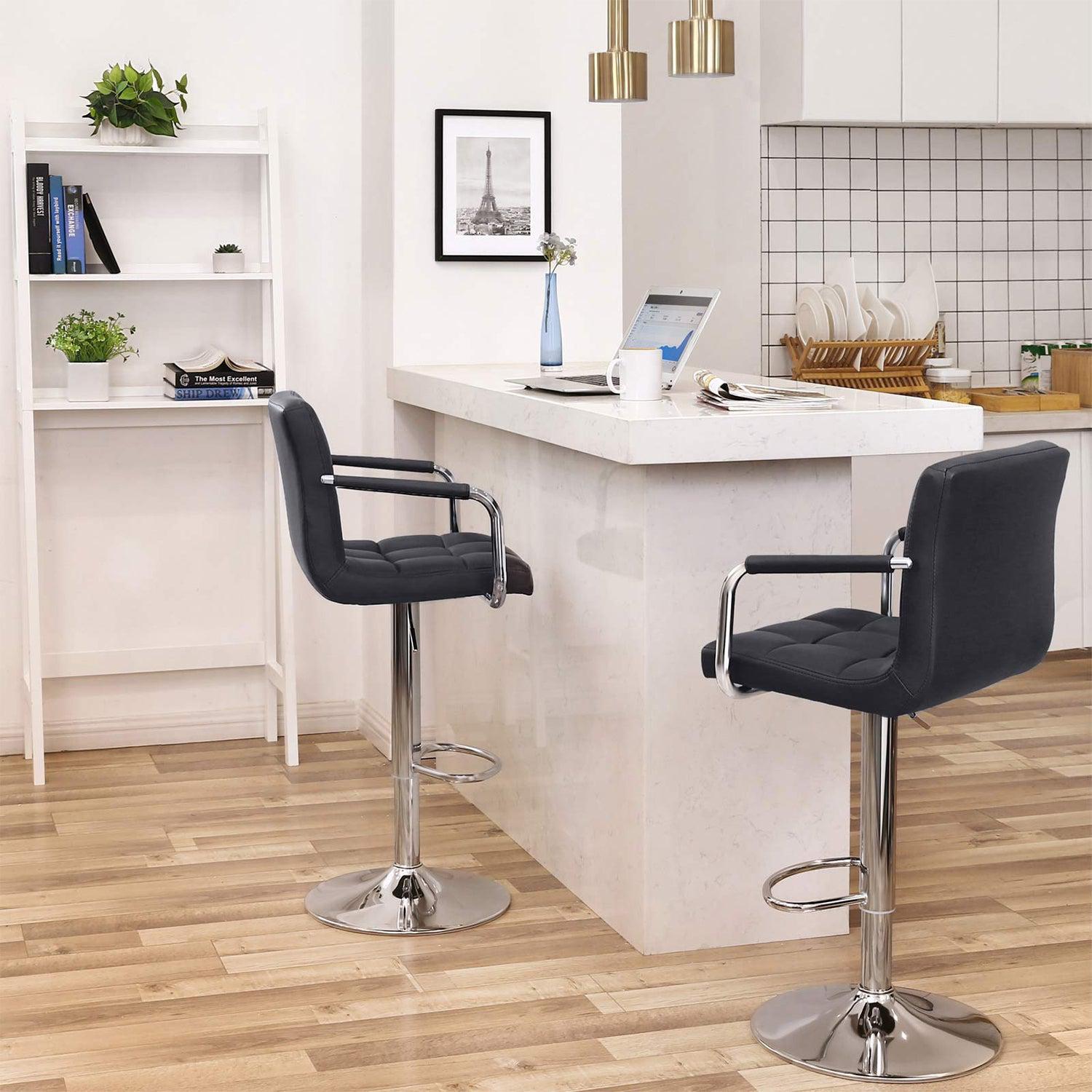 Set od 2 barske stolice s rukonaslonima , podesive po visi, crne | SONGMICS-vitahome.hr