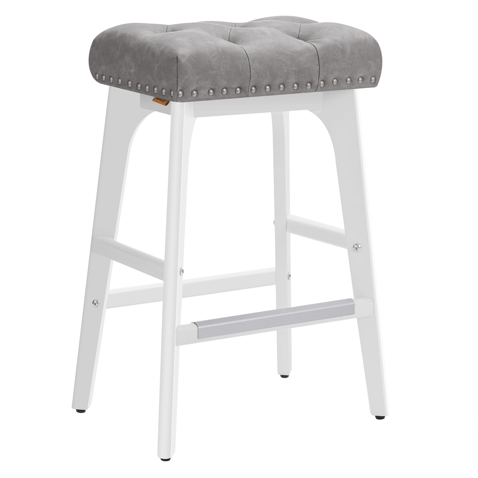 Set od 2 barske stolice visine 66 cm s tapeciranim sjedalom, sivo-bijele | VASAGLE-vitahome.hr