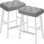 Set od 2 barske stolice visine 66 cm s tapeciranim sjedalom, sivo-bijele | VASAGLE-vitahome.hr