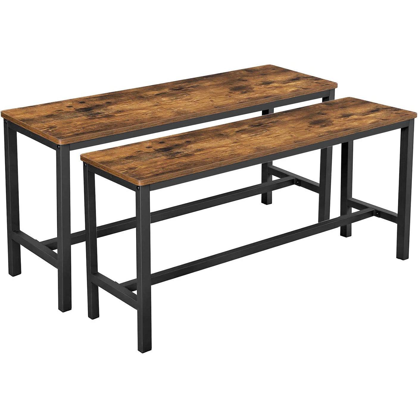 Set od 2 blagovaonse klupe, 108 x 33,5 x 50 cm, vintage smeđe i crne | VASAGLE-vitahome.hr