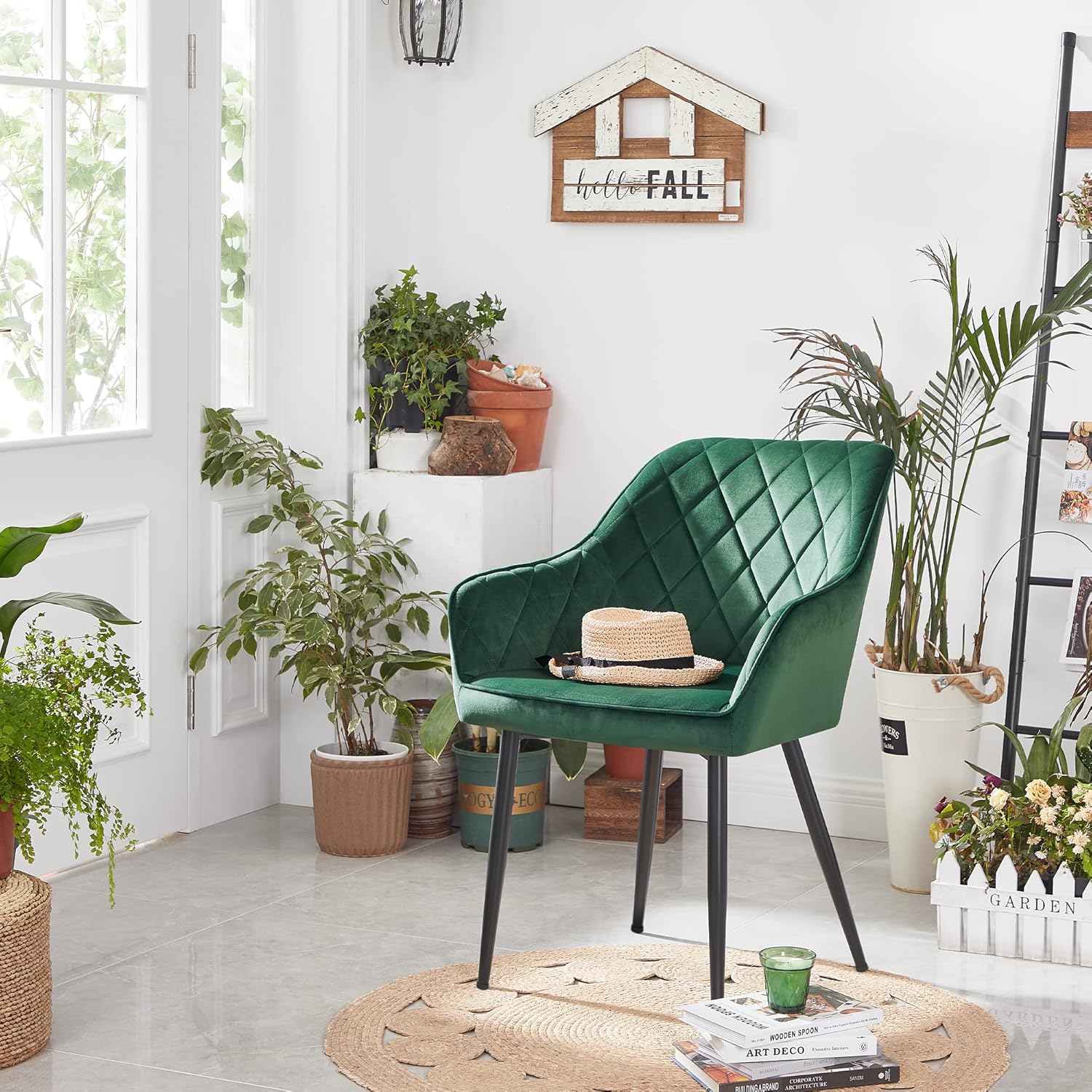 Set od 2 blagovaonske stolice s naslonima, nosivosti do 110kg, zelene-SONGMICS-Vita Home
