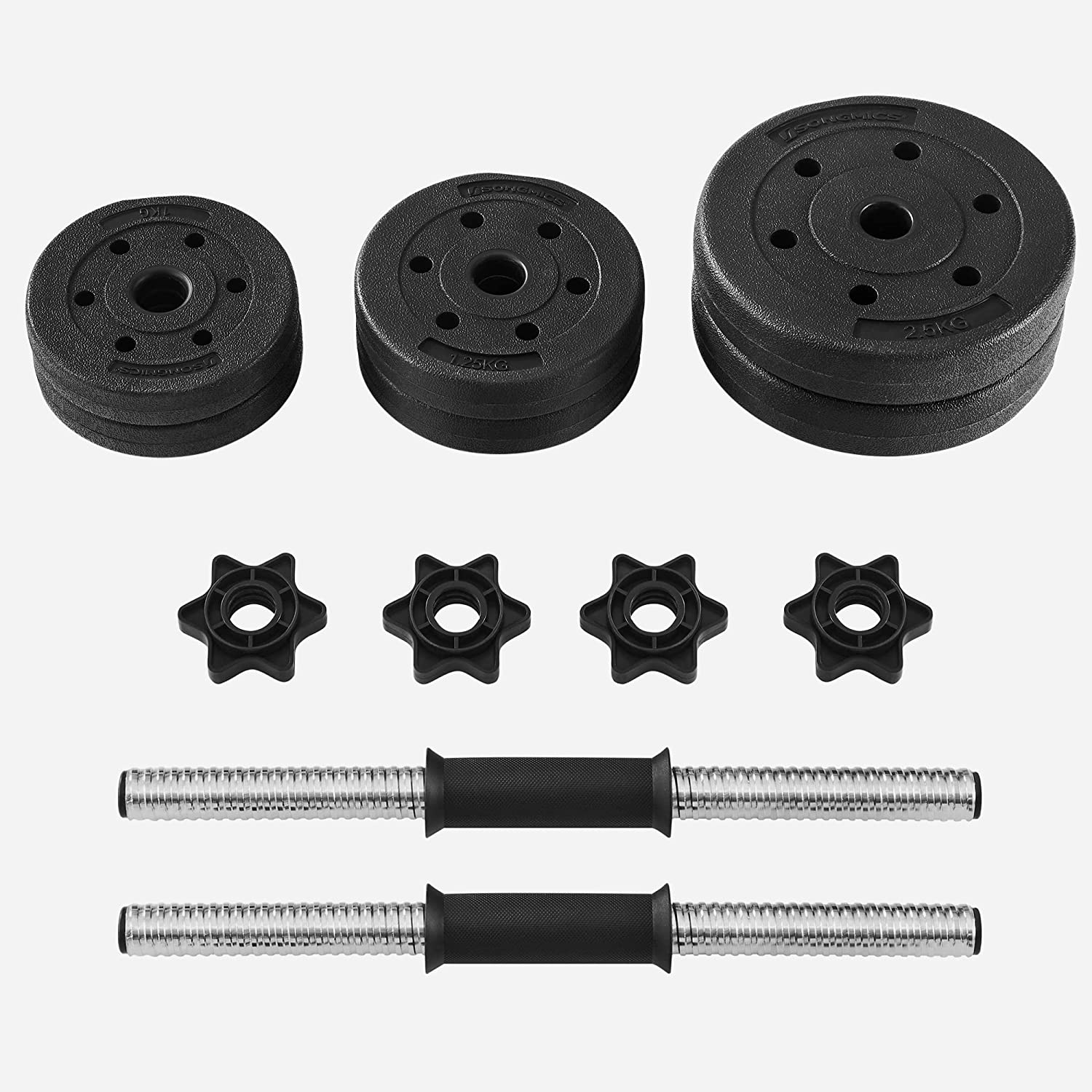 Set od 2 bučice, 2 x 10 kg, podesive težine, crne | SONGMICS-vitahome.hr