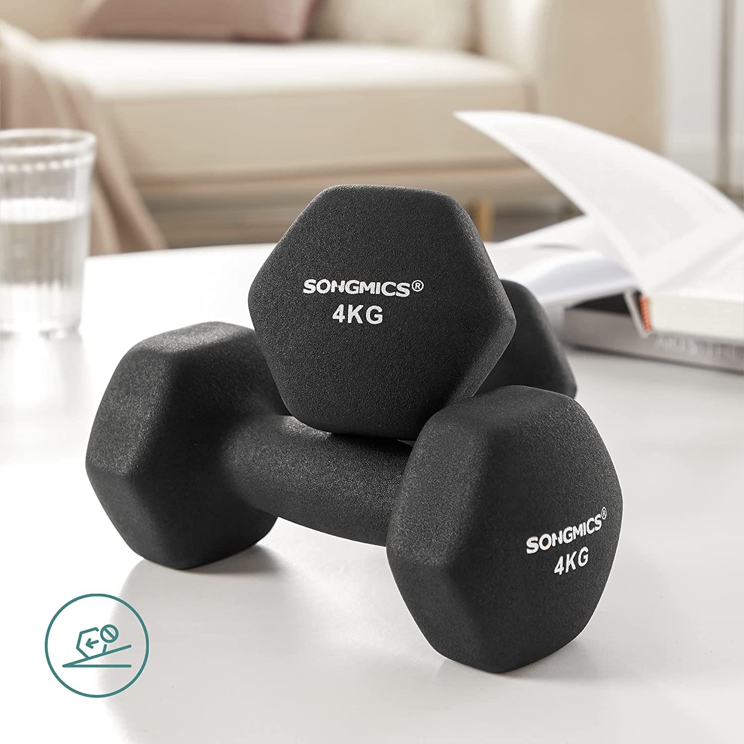 Set od 2 bučice, neklizajuće bučice, crne | SONGMICS-vitahome.hr