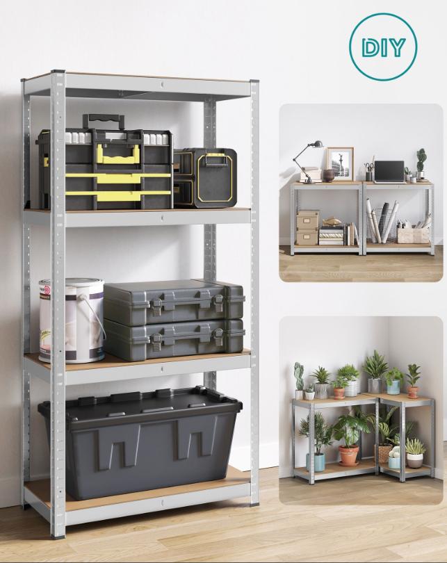 Set od 2 čelične police nosivosti od po 130kg, 160x80x40cm, srebrne | SONGMICS-SONGMICS-Vita Home