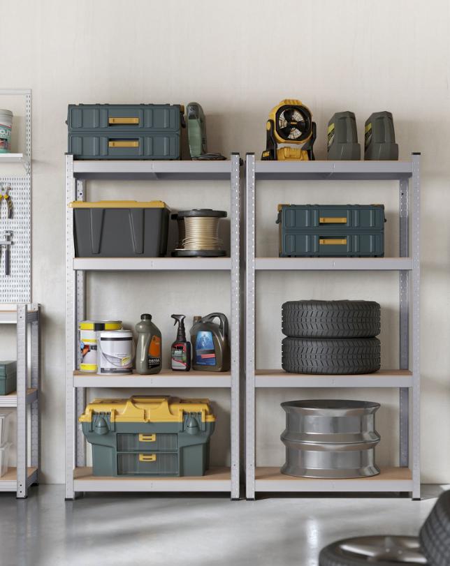 Set od 2 čelične police nosivosti od po 130kg, 160x80x40cm, srebrne | SONGMICS-SONGMICS-Vita Home