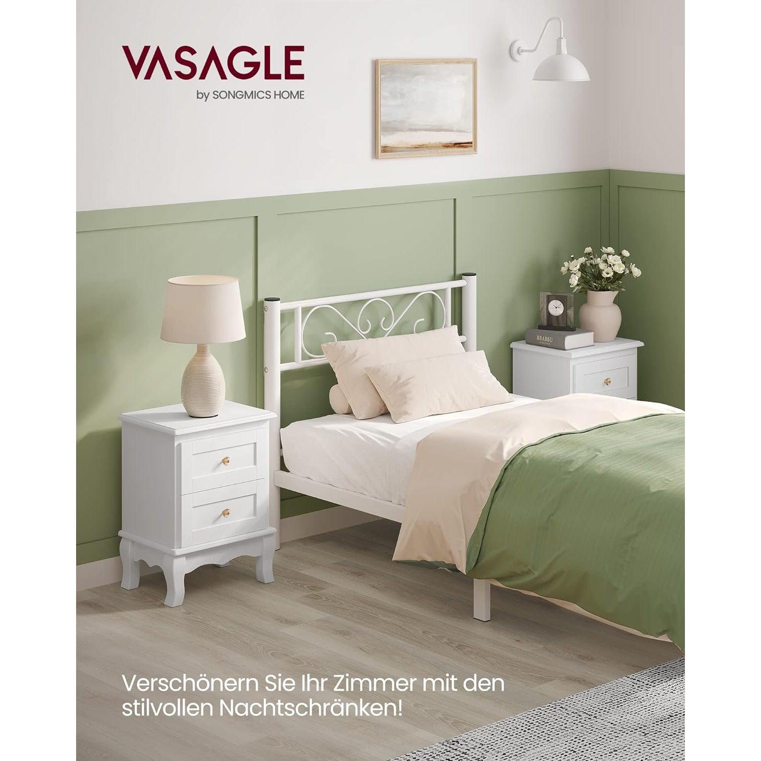 Set od 2 drvena noćna ormarića, 38,5 x 52,5 x 30,5 cm, bijeli | VASAGLE-vitahome.hr