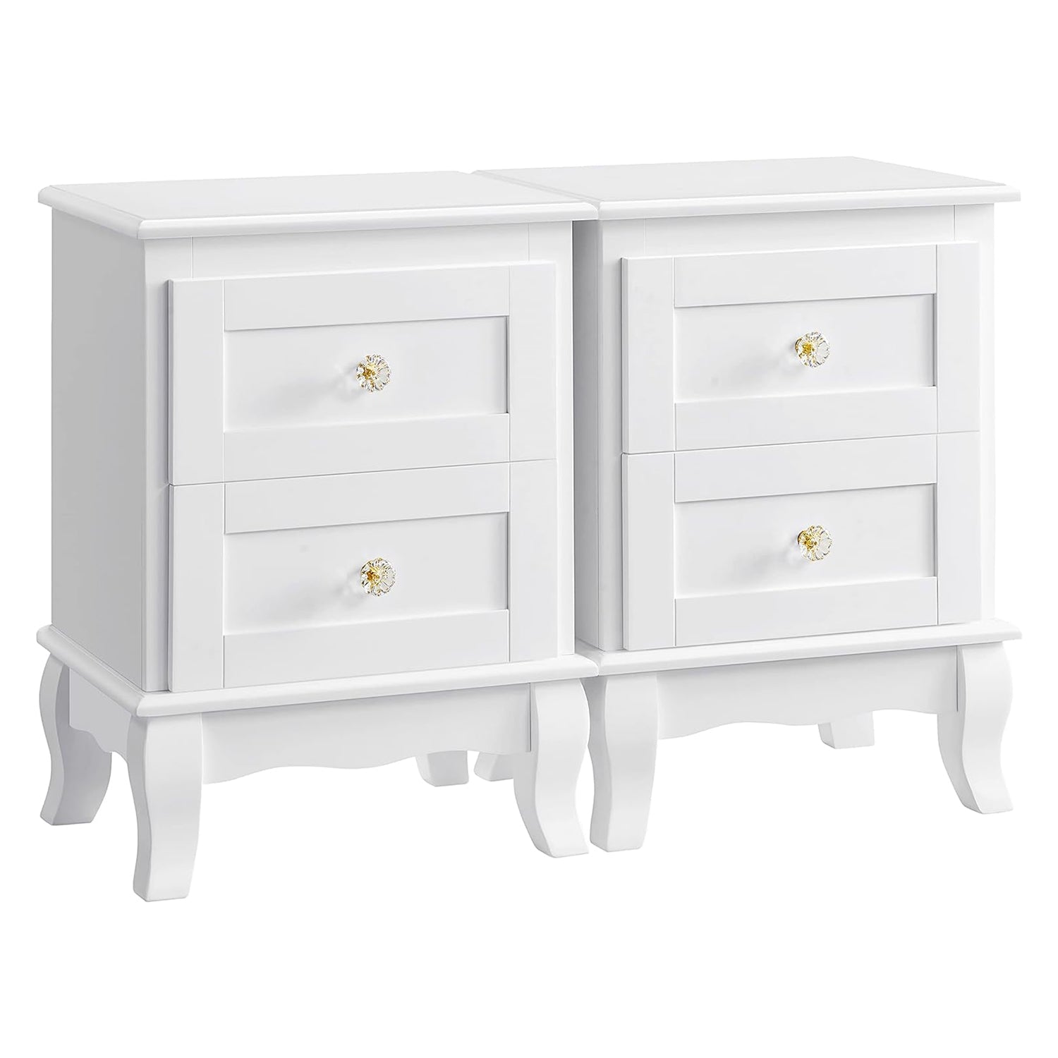 Set od 2 drvena noćna ormarića, 38,5 x 52,5 x 30,5 cm, bijeli | VASAGLE-vitahome.hr