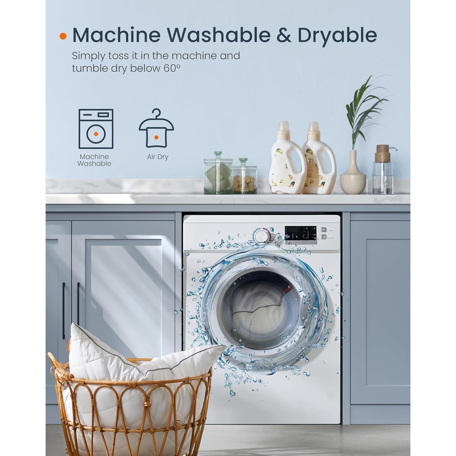 Set od 2 dvostrana jastuka, perivi u perilici, 74 x 48 cm, bijeli | SONGMICS-vitahome.hr
