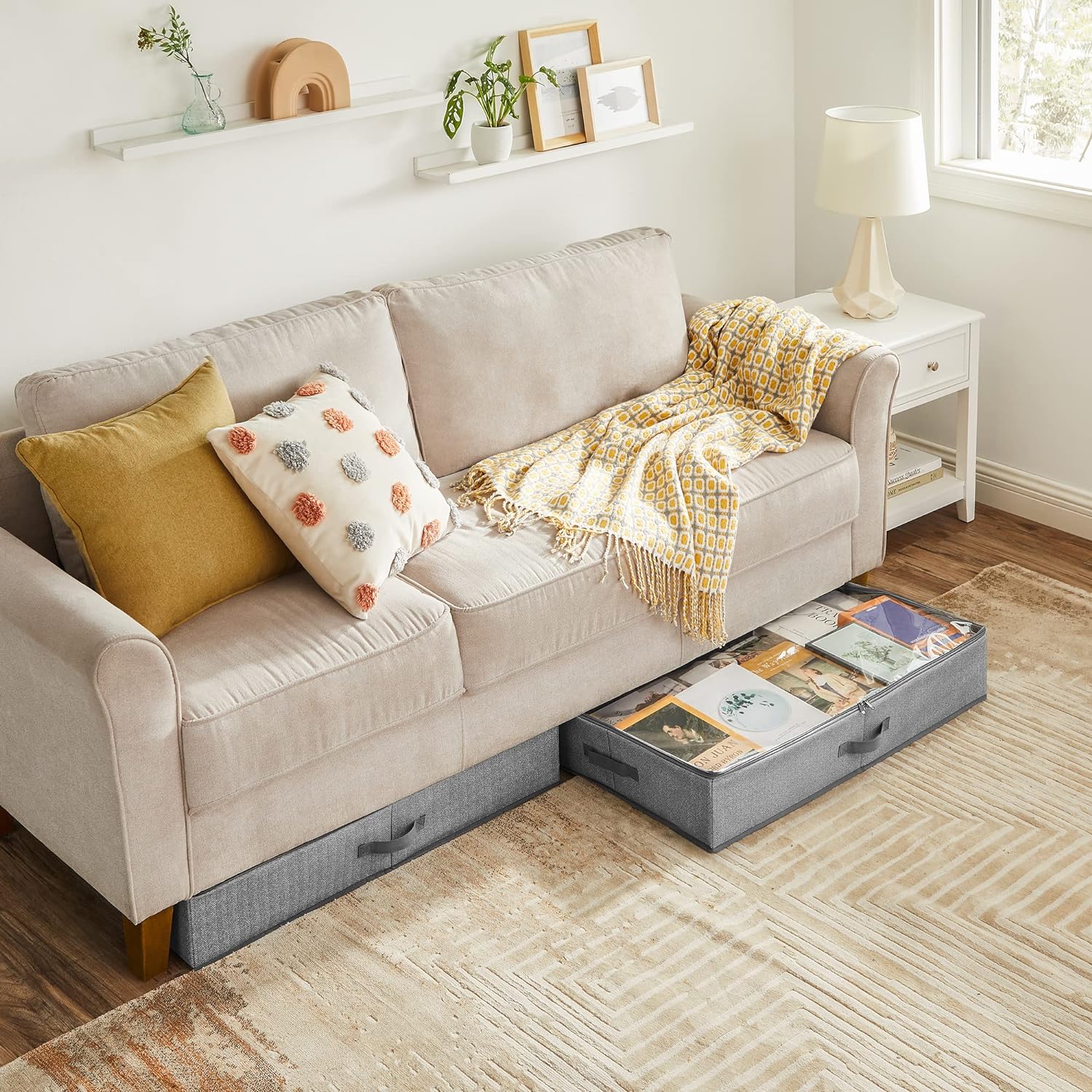 Set od 2 kutije za pohranu s patentnim zatvračem, 82 x 40 x 15 cm, sive | SONGMICS-vitahome.hr