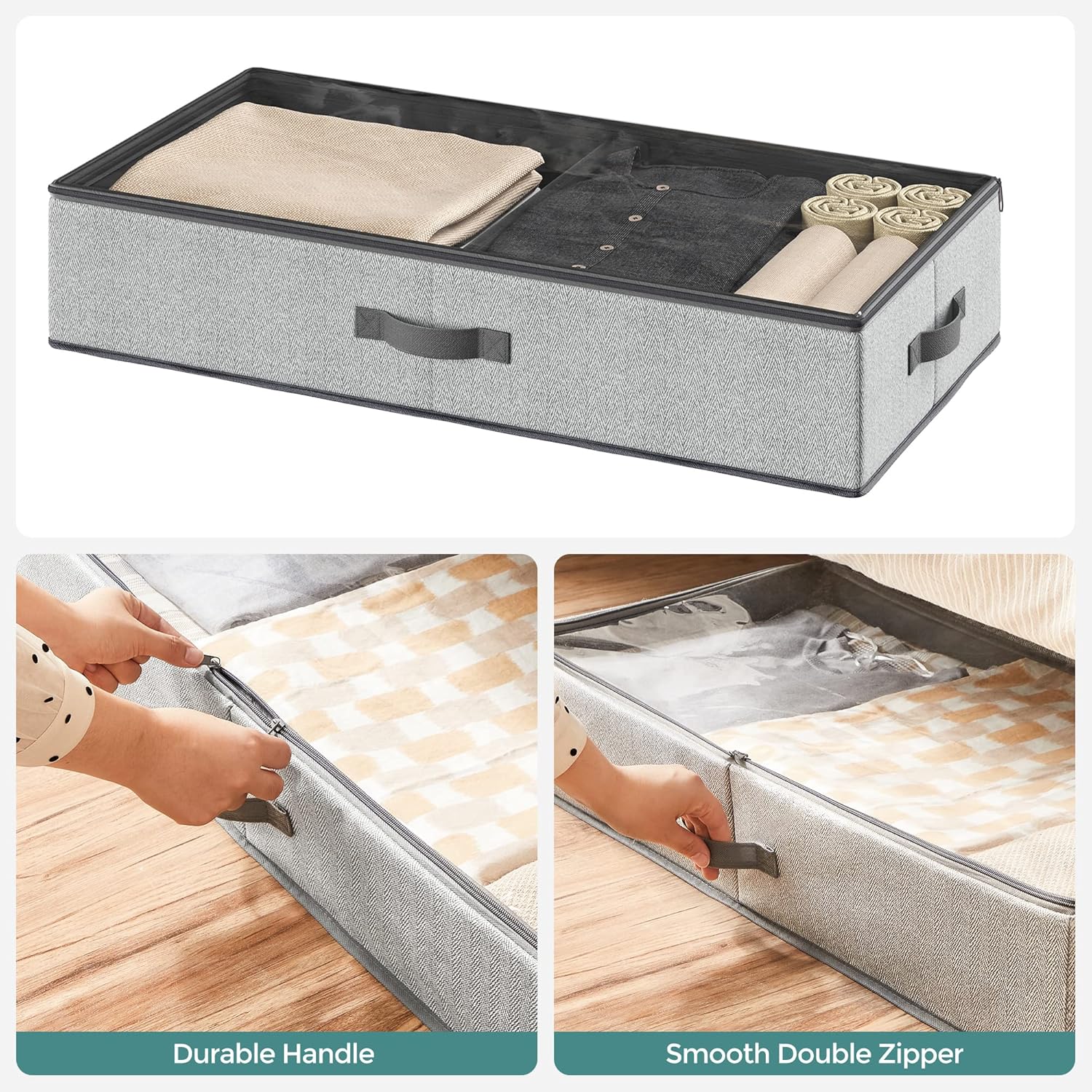 Set od 2 kutije za pohranu s patentnim zatvračem, 82 x 40 x 15 cm, sive | SONGMICS-vitahome.hr