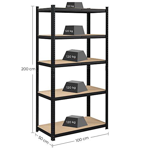 Set od 2 metalne police na 4 razine, nosivost 875 kg, 200 x 100 x 50 cm, crne | SONGMICS-vitahome.hr