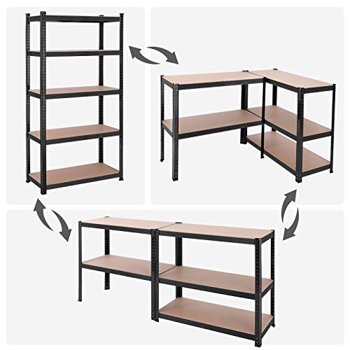 Set od 2 metalne police na 5 razina, nosivosti 875kg ,40 x 90 x 180 cm, crne | SONGMICS-vitahome.hr