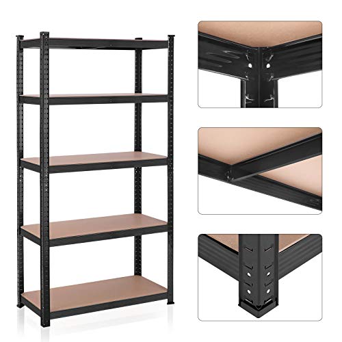 Set od 2 metalne police na 5 razina, nosivosti 875kg ,40 x 90 x 180 cm, crne | SONGMICS-vitahome.hr