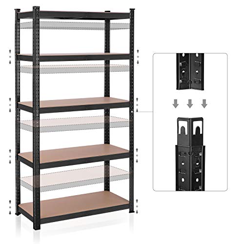 Set od 2 metalne police na 5 razina, nosivosti 875kg ,40 x 90 x 180 cm, crne | SONGMICS-vitahome.hr