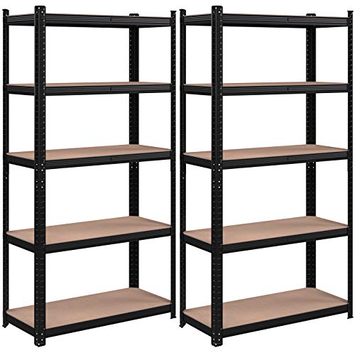 Set od 2 metalne police na 5 razina, nosivosti 875kg ,40 x 90 x 180 cm, crne | SONGMICS-vitahome.hr