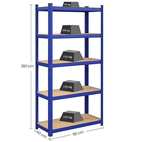 Set od 2 metalne police na 5 razina, nosivosti 875kg ,40 x 90 x 180 cm, plave | SONGMICS-vitahome.hr
