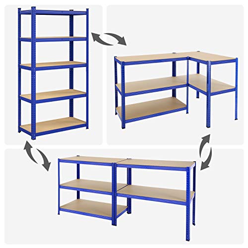Set od 2 metalne police na 5 razina, nosivosti 875kg ,40 x 90 x 180 cm, plave | SONGMICS-vitahome.hr