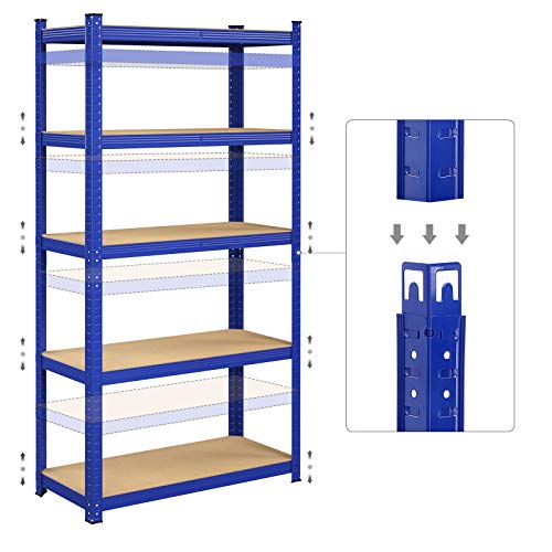 Set od 2 metalne police na 5 razina, nosivosti 875kg ,40 x 90 x 180 cm, plave | SONGMICS-vitahome.hr