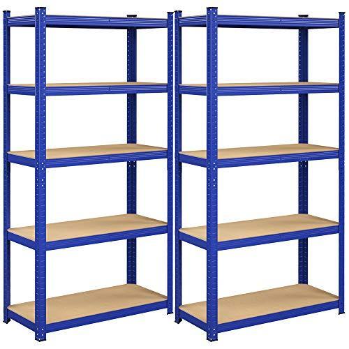 Set od 2 metalne police na 5 razina, nosivosti 875kg ,40 x 90 x 180 cm, plave | SONGMICS-vitahome.hr