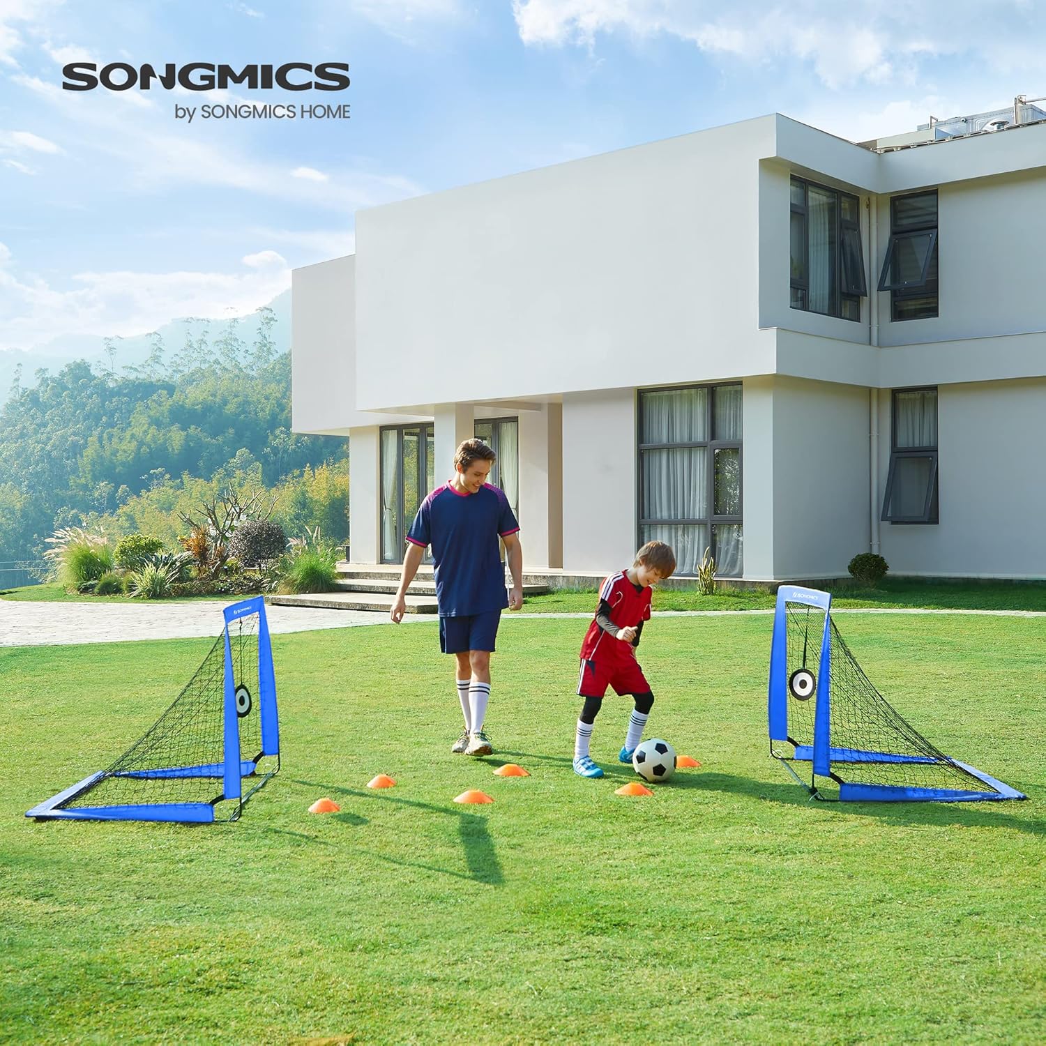 Set od 2 nogometna gola, dimenzija od 90 x 120 x 90, stakloplastika, plavi| SONGMICS | SONGMICS-vitahome.hr