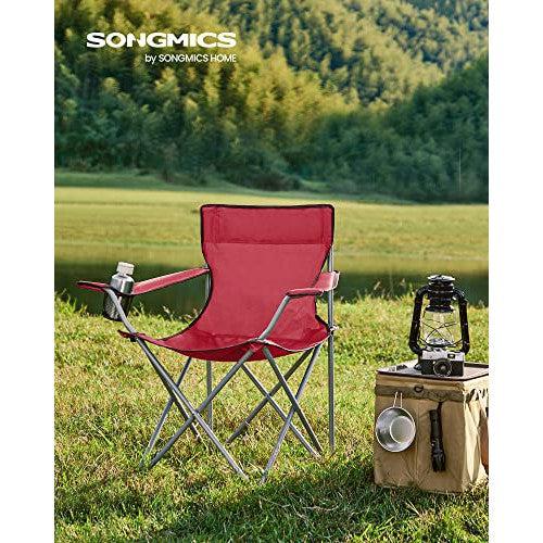Set od 2 sklopive, prijenosne kamperske stolice s naslonima za ruke, crvene | SONGMICS-vitahome.hr