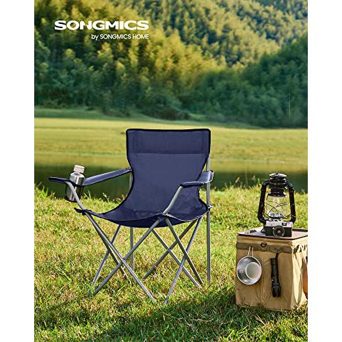 Set od 2 sklopive, prijenosne kamperske stolice s naslonima za ruke, plave | SONGMICS-vitahome.hr