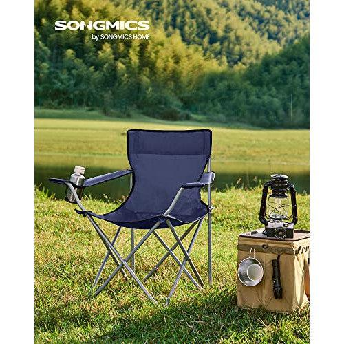 Set od 2 sklopive, prijenosne kamperske stolice s naslonima za ruke, plave | SONGMICS-vitahome.hr