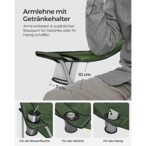 Set od 2 sklopive, prijenosne kamperske stolice s naslonima za ruke, zelene | SONGMICS-vitahome.hr