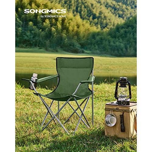 Set od 2 sklopive, prijenosne kamperske stolice s naslonima za ruke, zelene | SONGMICS-vitahome.hr