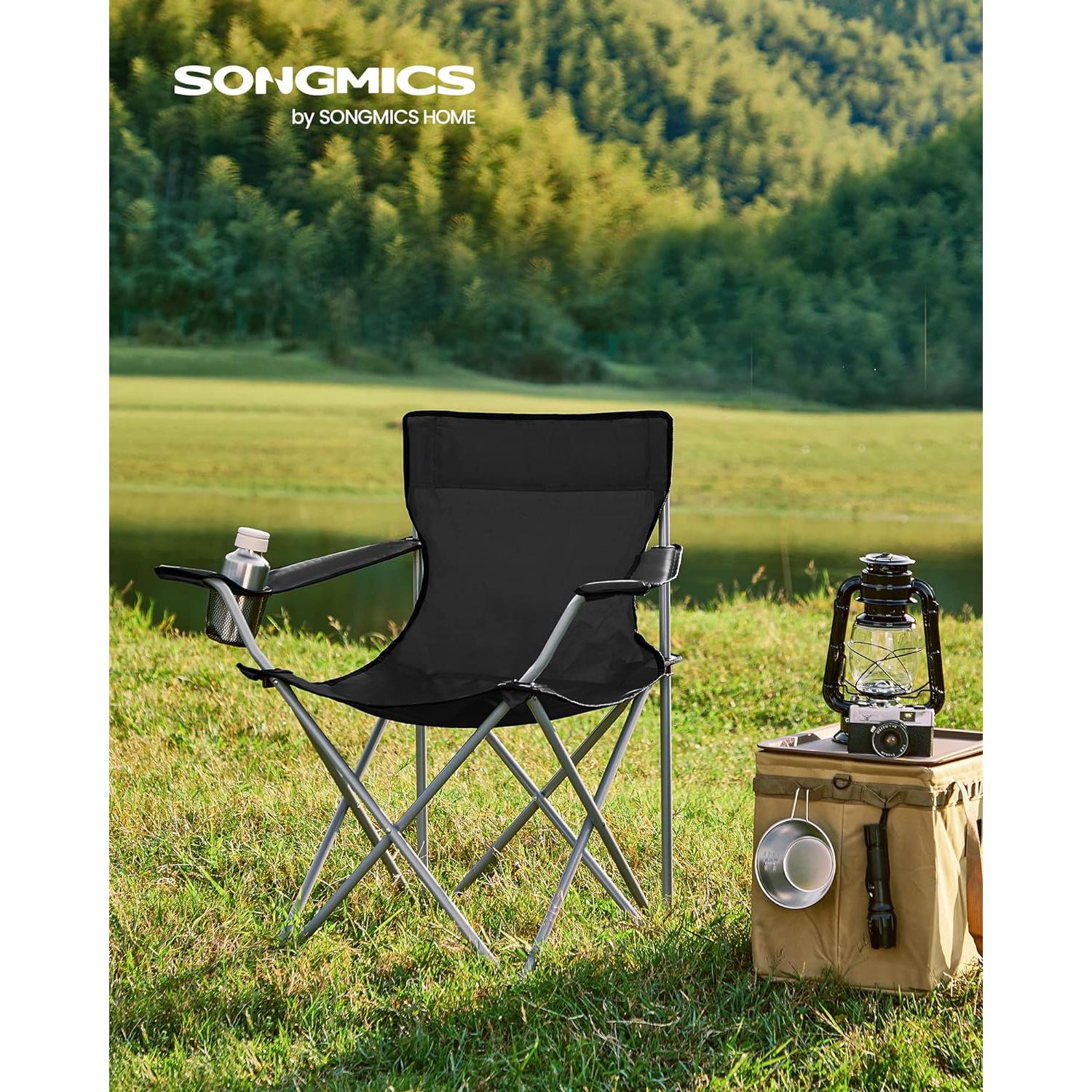 Set od 2 sklopive stolice za kampiranje, crne | SONGMICS-vitahome.hr