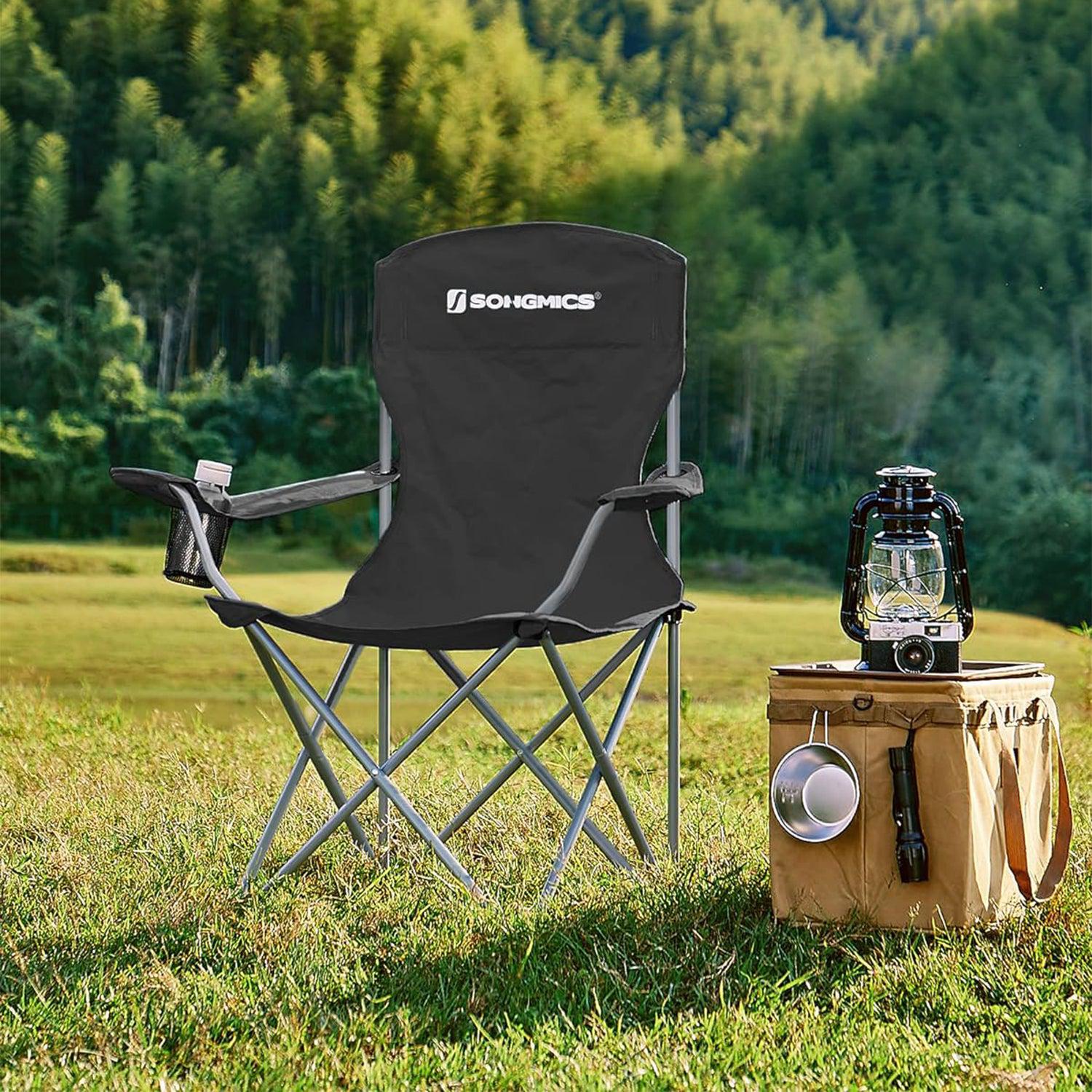 Set od 2 sklopive stolice za kampiranje, ergonomske stolice s držačem za čaše | SONGMICS-vitahome.hr