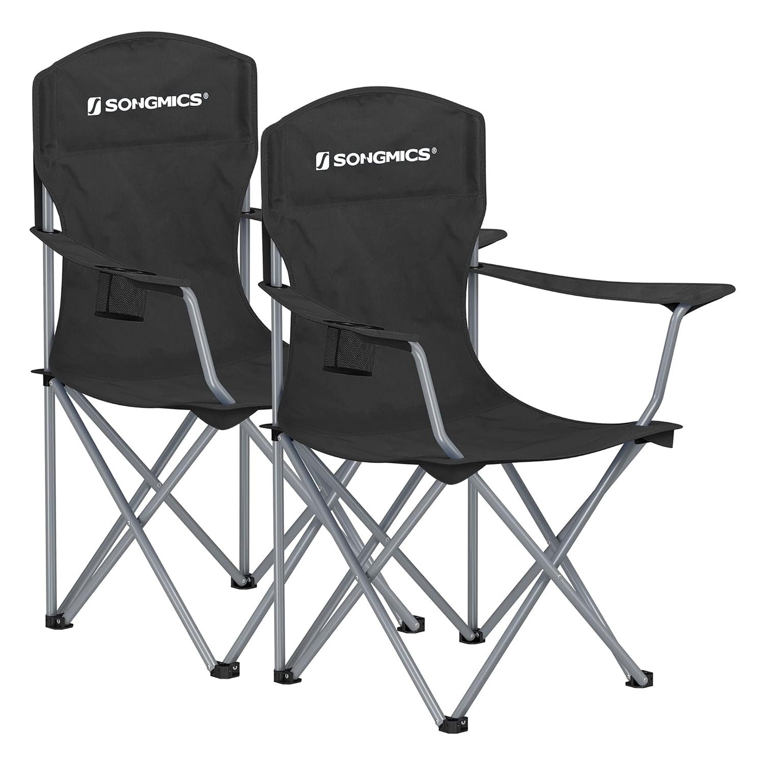Set od 2 sklopive stolice za kampiranje, ergonomske stolice s držačem za čaše | SONGMICS-vitahome.hr