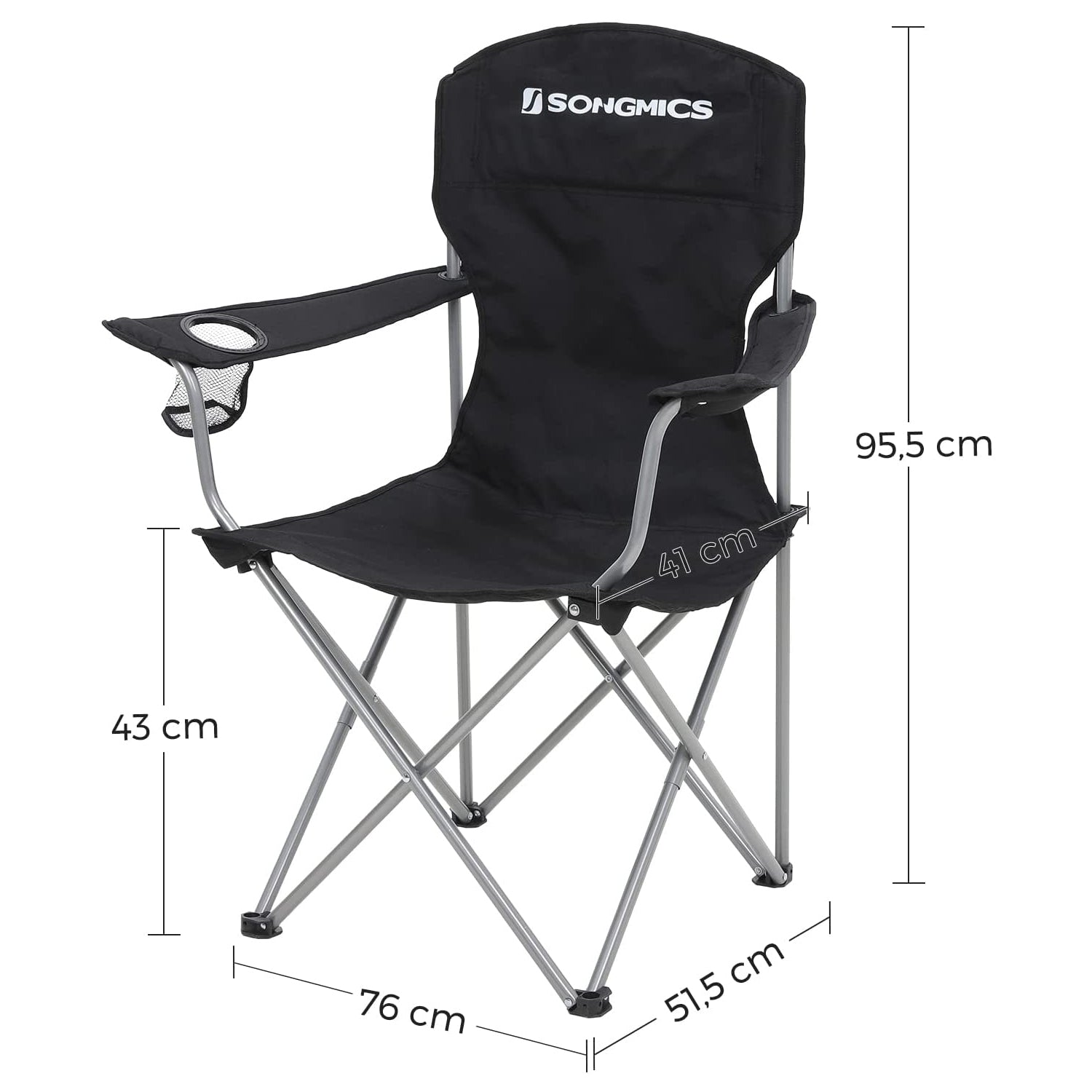 Set od 2 sklopive stolice za kampiranje, ergonomske stolice s držačem za čaše | SONGMICS-vitahome.hr