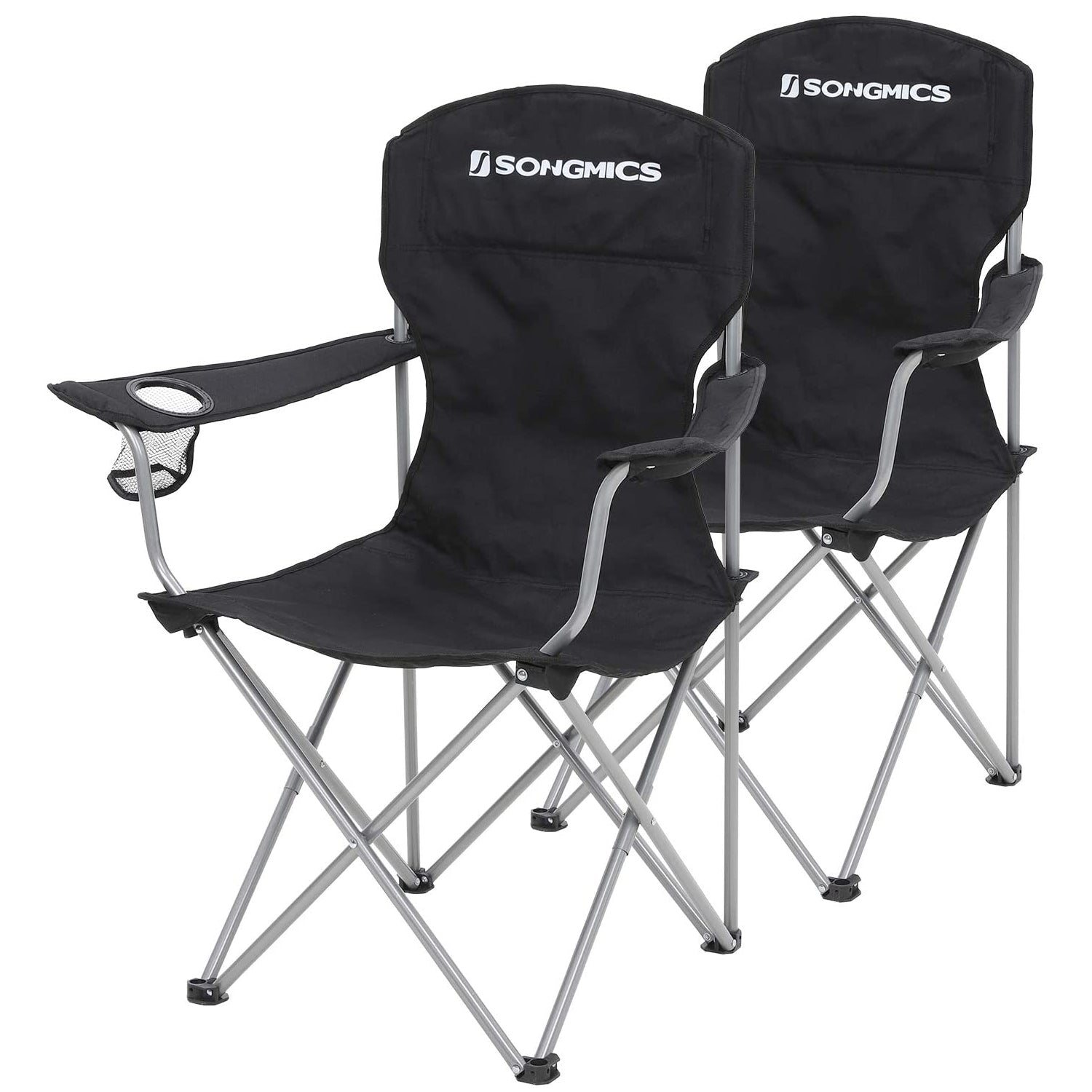 Set od 2 sklopive stolice za kampiranje, ergonomske stolice s držačem za čaše | SONGMICS-vitahome.hr